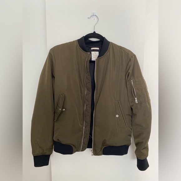 EUC Zara Olive Green Bomber Jacket - Picture 1 of 9